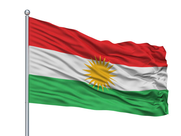istock Kurdistan Flag On Flagpole, Isolated On White 1061400768