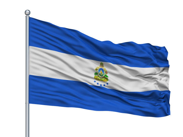 istock Honduras Naval Ensign Flag On Flagpole, Isolated On White 1061400848