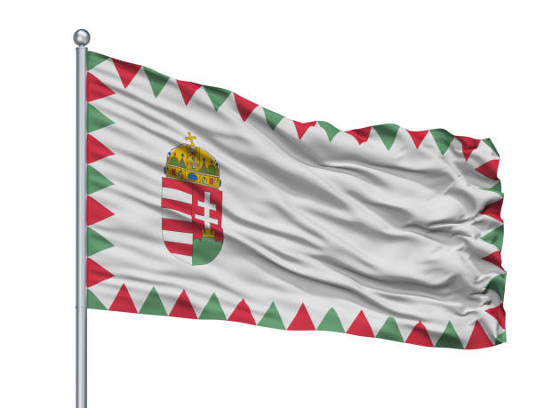 istock Hungary Naval Ensign Flag On Flagpole, Isolated On White 1061400884