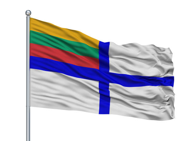 istock Lithuania Naval Ensign Flag On Flagpole, Isolated On White 1061400904