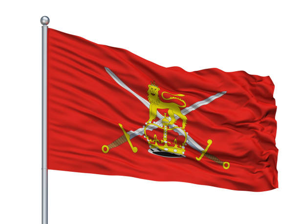 istock British Army Flag On Flagpole, Isolated On White 1061401488