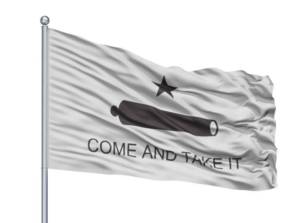 istock Come And Take It Texas Flag On Flagpole, Isolated On White 1061401564