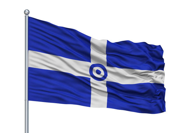 istock Hellenic Air Force 1973 1978 Flag On Flagpole, Isolated On White 1061401650