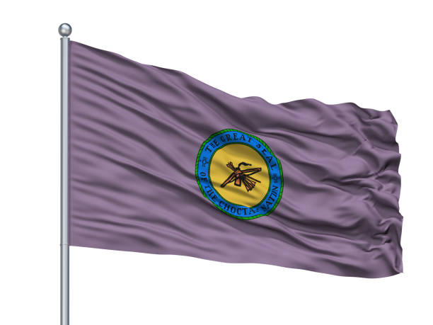 istock Choctaw Indian Flag On Flagpole, Isolated On White 1061401716
