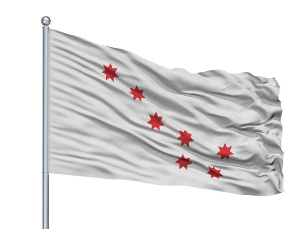 istock Cherokee Peace Indian Flag On Flagpole, Isolated On White 1061401724