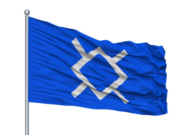 istock Northern Cheyenne Indian Flag On Flagpole, Isolated On White 1061401738