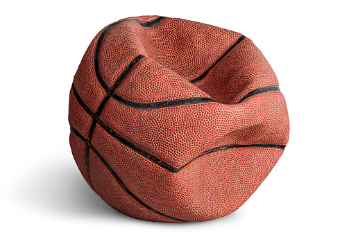 Basketball ball with gold blank ribbon