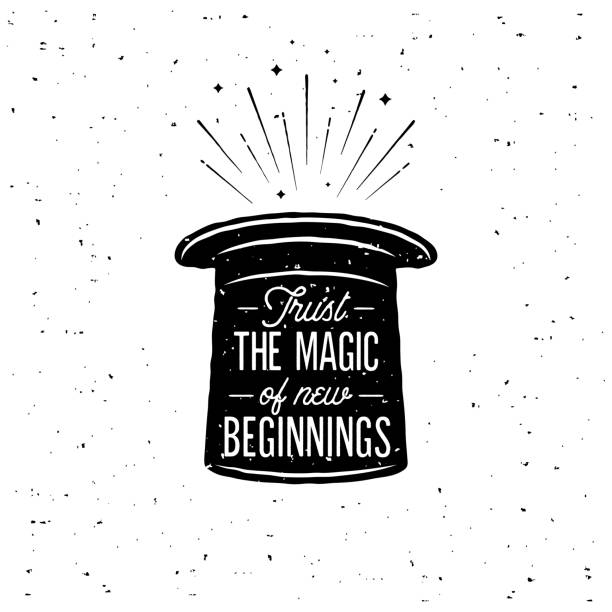 Trust The Magic Of New Beginnings. Inspiring Creative Motivation Quote Poster Template. Vector Typography Banner Design Concept On Grunge Texture.