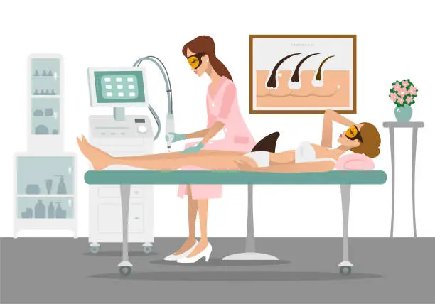 Vector illustration of Laser hair removal