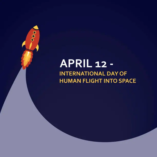 Vector illustration of International day of human space flight, April 12. Vector.