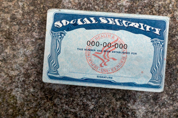 distorted social security card stock photo