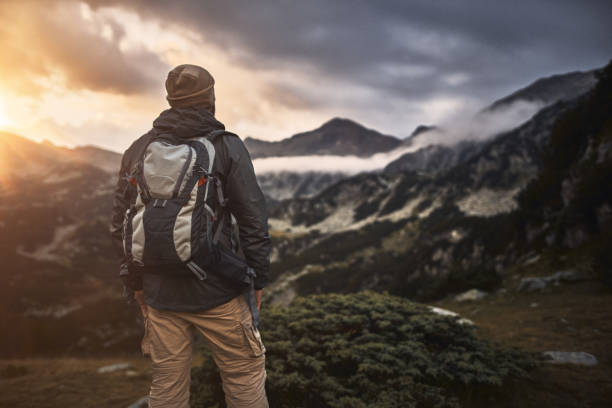 istock Traveling alone in the mountains at sunset 1061418004