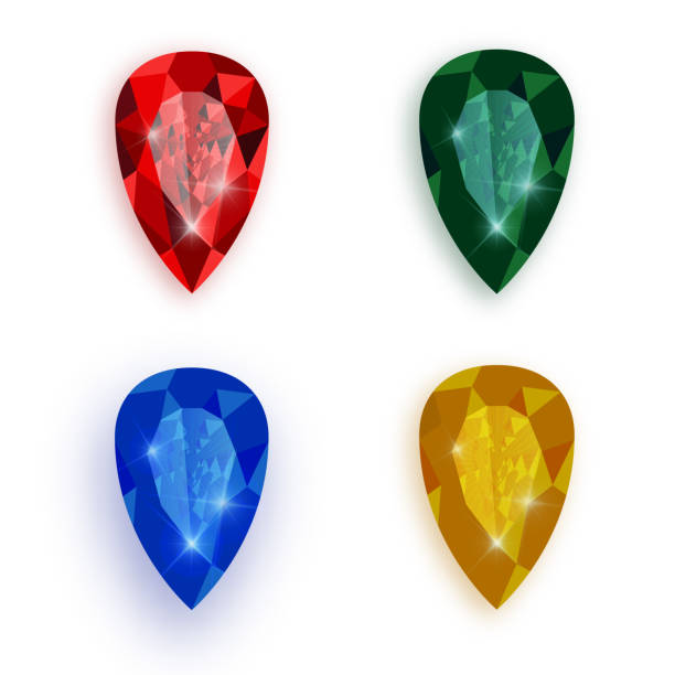 ilustrações, clipart, desenhos animados e ícones de conjunto de pedras multicoloridas. rubi, âmbar, esmeralda e safira. - diamond gem sapphire ruby