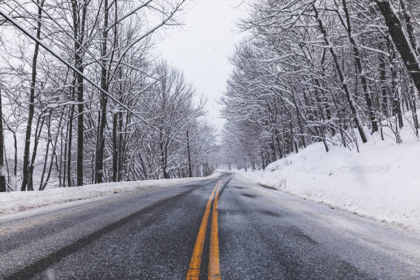 Snow-covered Slippery - Typical North American Winter Scene
