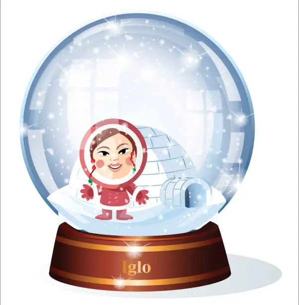 Vector illustration of Snow Globe and Iglo