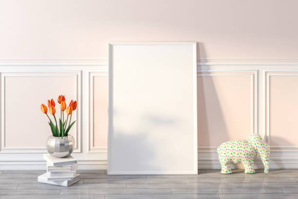 Kids toy with poster frame mockup