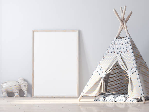 istock Frame poster mockup in child room 1061427324