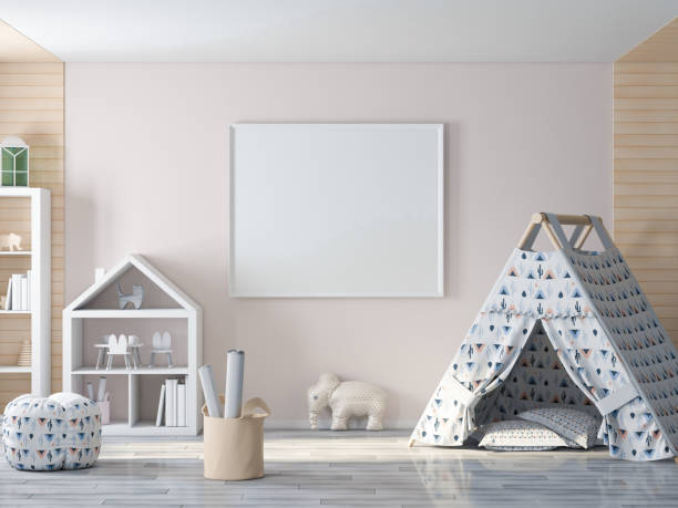 istock Empty picture, poster frame on wall in kids room 1061427354