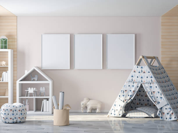 istock Empty picture, poster frame on wall in kids room 1061427372