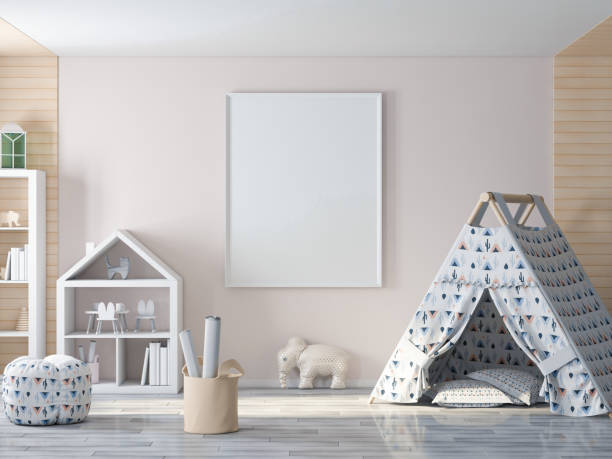 istock Empty picture, poster frame on wall in kids room 1061427386