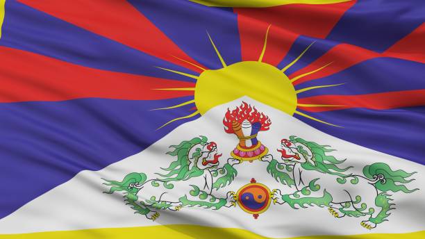 zbliżenie flagi tybetu - flag of tibet zdjęcia i obrazy z banku zdjęć