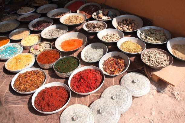 Frankincense, incense, aromatic herbs and spices on street market in Petra (Red Rose City), Jordan. UNESCO world heritage site