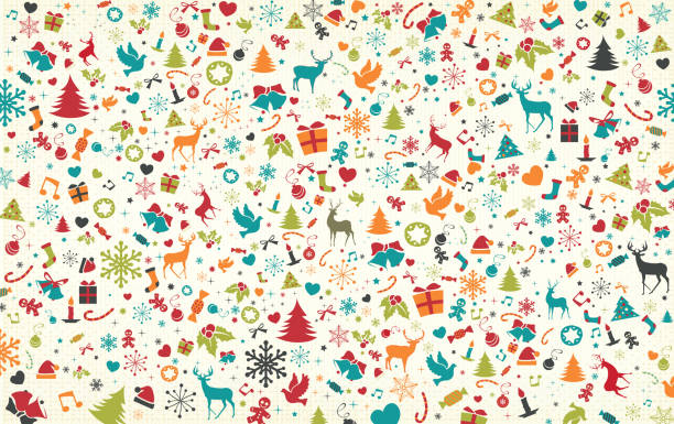 ilustraciones, imágenes clip art, dibujos animados e iconos de stock de patrón de navidad - christmas deer christmas decoration tree