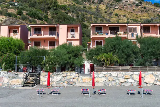 Photo of Letojanni. Nestled to the north of Taormina, Letojanni is a popular coastal resort. Sicily, Italy.