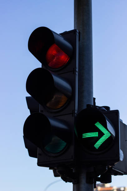 istock Red color and right Green arrow on the traffic light 1061447208