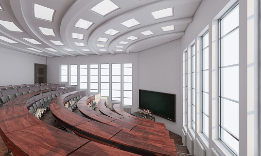 Empty classroom in university Lecture projection cloth