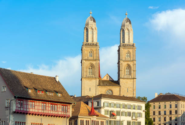 istock Grossmunster Cathedral with River Limmat in Zurich at Sunset 1061457630