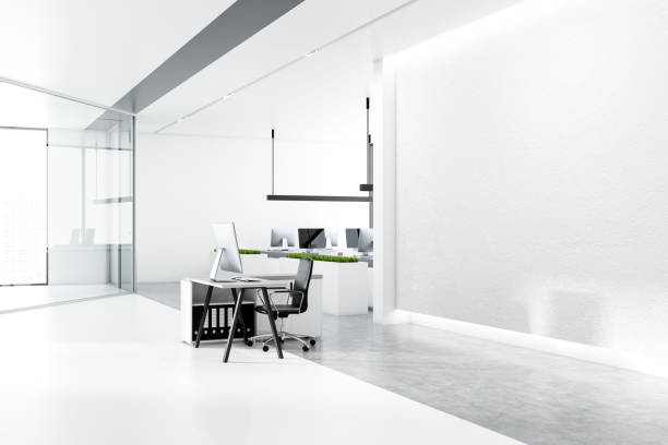 istock Manager office, white and glass walls 1061457692