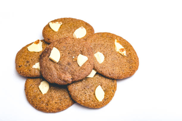 istock Chip cookie homemade with white chocolate isolated on white background. 1061468872