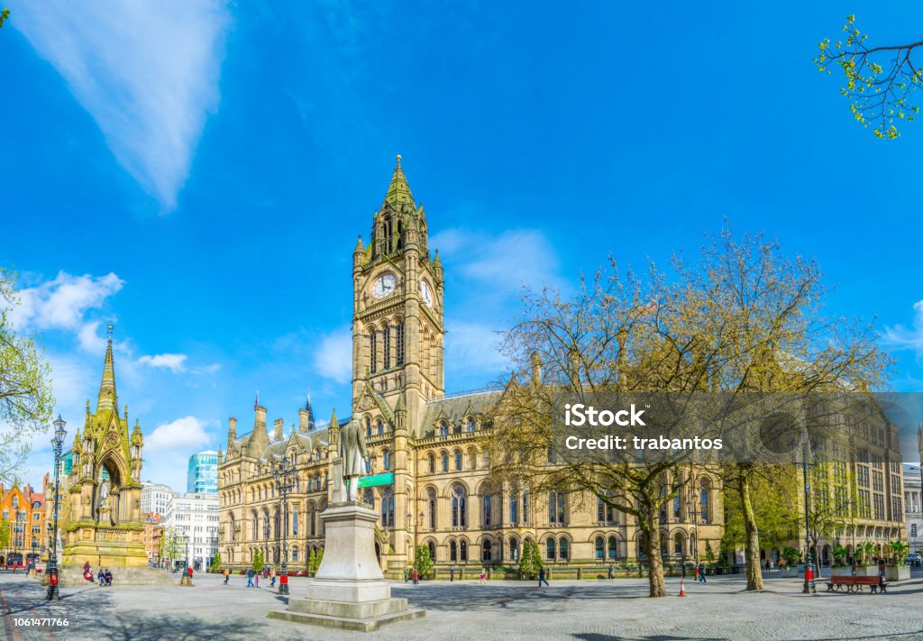 View of the town hall in Manchester, England Manchester - England Stock Photo