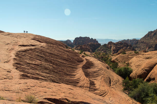 Waves of Flowing Sandstone - Snow Canyon State Park Here is another view of the beautiful rock formation in Snow Canyon State Park in southern Utah.  This section is called the petrified sand dunes.  They do look a lot like wind sculpted dunes although they are rock hard and easy to climb. snow canyon state park stock pictures, royalty-free photos & images