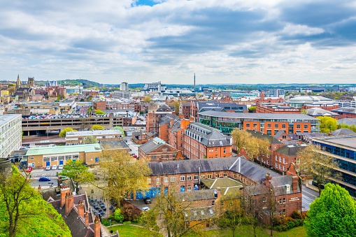 Aerial view of Nottingham, England