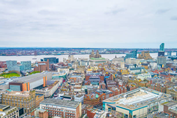 istock Aerial view of liverpool including three graces, England 1061499424