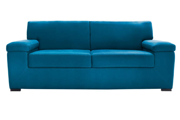 istock Two seats cozy blue sofa isolated on white 1061502800