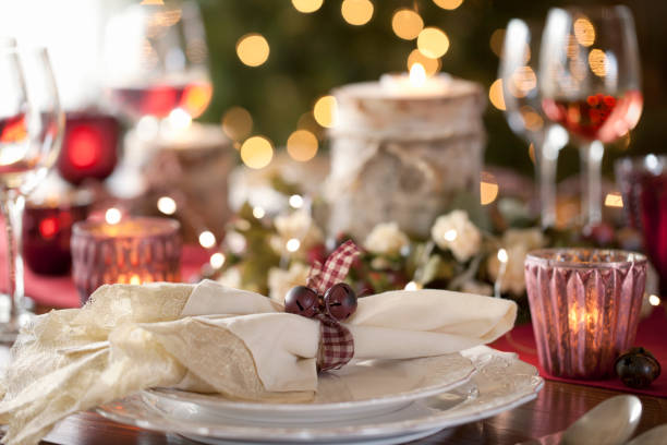 istock Christmas Holiday Dining Table Elegant Place Setting 1061507040