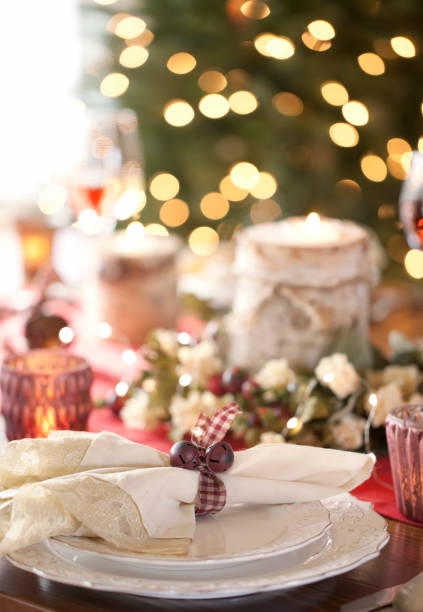 istock Christmas Holiday Dining Table Elegant Place Setting 1061507058