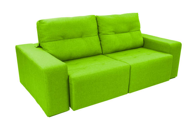 istock Three seats cozy color fabric sofa isolated on white background 1061510556