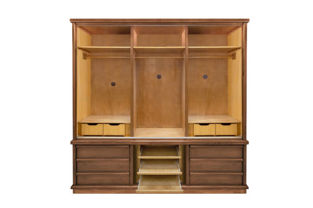 istock Wooden wardrobe isolated on white background 1061512762