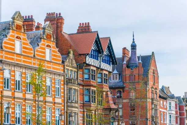 View of historical houses in the old town of Nottingham, England