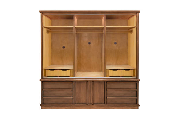 Wooden wardrobe isolated on white background