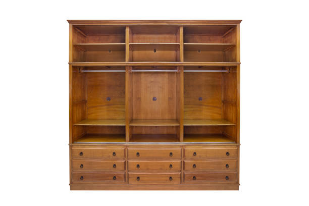 istock Wooden wardrobe isolated on white background 1061515090