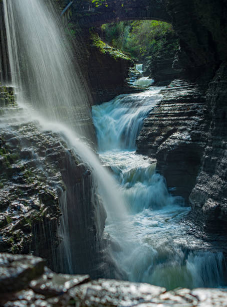 istock Multiple waterfalls cascading in narrow passage in state park 1061518442