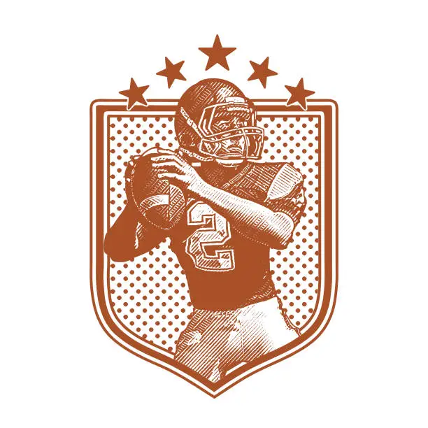Vector illustration of American Football Quarterback passing football, flat design