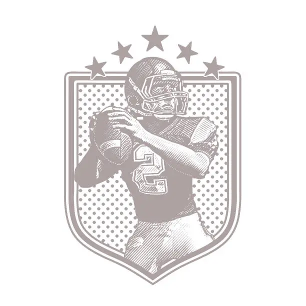 Vector illustration of American Football Quarterback passing football, flat design