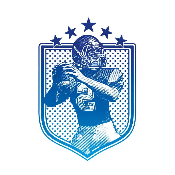 Vector illustration of American Football Quarterback passing football, flat design