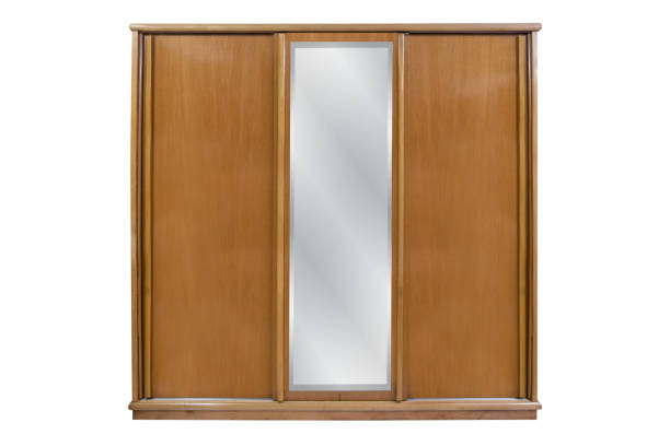 istock Wooden wardrobe isolated on white background 1061522480